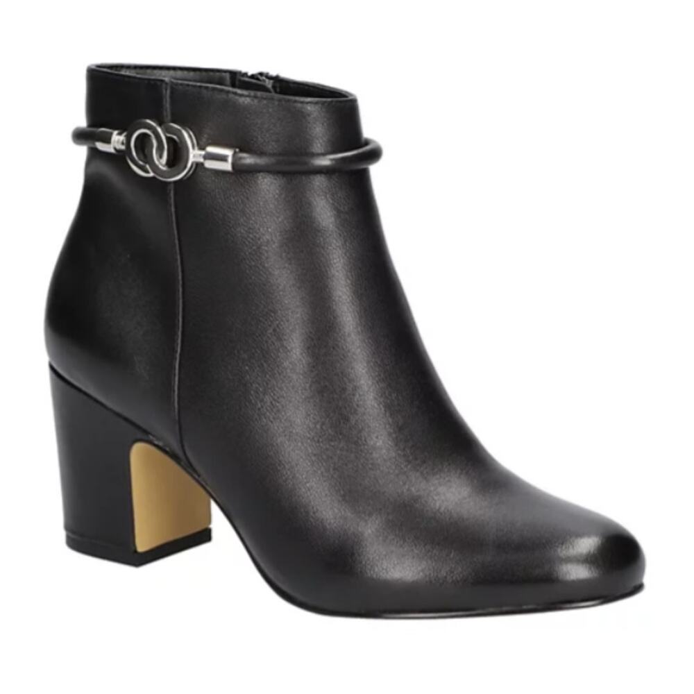 BELLA VITA WOMENS DIAZ LEATHER CLASSIC DRESS BOOTIE BLACK LEATHER 9M NEW